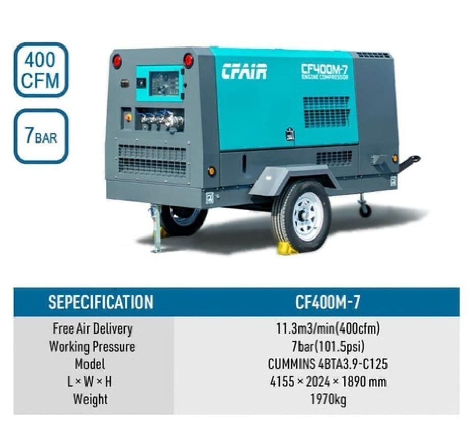 400CFM Mobile Air Compressor for Sale