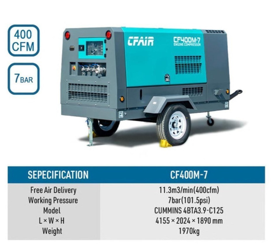 400CFM Mobile Air Compressor for Sale